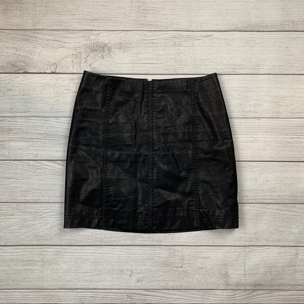 Free People Faux Leather Black Skirt